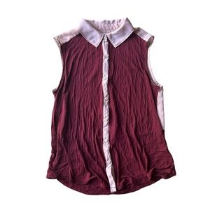 cooperative burgundy and pink button down tank top